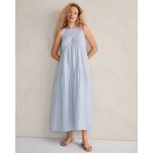 Haven Well Within Cottagecore Tiered Linen Maxi Dress  – Light Blue – XS / Small